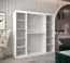 Kleiderschrank Jorasses 18, Farbe: Weiß, eine Spiegeltür, 2 Meter breit, Schiebetürenschrank, Aluminiumschienen, 10 Fächer, zwei Kleiderstangen