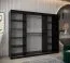 Schiebetürenschrank / Kleiderschrank Aletschhorn 23, Farbe: Schwarz, 10 Fächer, zwei Spiegeltüren, 2,5 Meter breit, zwei Kleiderstangen, Aluminiumschienen