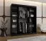 Kleiderschrank / Schiebetürenschrank | Schwarz Matt | 10 Fächer | 2 Kleiderstangen | hochwertig Verarbeitet | 180 x 62 x 200 cm | dekorative Spiegeltür
