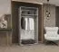 Kleiderschrank 1 Meter breit Eiger 58, Farbe: Weiß, eine Spiegeltür, eine Kleiderstange, Griffe: Schwarz, ein Fach, Soft-Close-Funktion, für Schlafzimmer