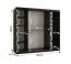 Schiebetürenschrank | Schwarz Matt | 10 Fächer | 2 Kleiderstangen | hochwertig Verarbeitet | 250 x 62 x 200 cm | Kleiderschrank | Spiegeltür | modernes Design