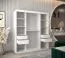 Kleiderschrank mit einer Spiegeltür Musala 14, Farbe: Weiß, 1,8 Meter breit, Aluminiumschienen, 10 Fächer, Schiebetürenschrank, zwei Kleiderstangen
