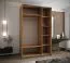 Kleiderschrank / Schiebetürenschrank | 245,5 x 150 x 64 cm | 2 Kleiderstangen | 6 Fächer | Soft-Close | 2 Schiebetüren | Spiegel | Farbe: Eiche Artisan