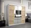 Schiebetürenschrank / Kleiderschrank Robinyera 05 mit Spiegel, Farbe: Weiß matt / Eiche Sonoma - Abmessungen: 200 x 200 x 62 cm ( H x B x T)