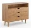Kommode Minnu 03 naturbelassen aus massiver Wildeiche, 90 x 110 x 40 cm, 3 Schubladen mit Soft-Close-System, 1 offenes Fach, geöltes Holz, stilvoll