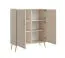 Kommode | hoch | vier Türen | Farbe: Beige | Griffe & Beine: Metall | sechs Fächer | ABS-Kanten | Maße: 105,5 x 40,5 x 122,5 cm | für Wohnzimmer