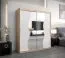 Schiebetürenschrank / Kleiderschrank Robinyera 04 mit Spiegel, Farbe: Eiche Sonoma / Weiß matt - Abmessungen: 200 x 180 x 62 cm ( H x B x T)
