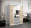150 cm breiter Kleiderschrank mit 2 Türen | 5 Fächer | Farbe: Sonoma Eiche / Weiß Abbildung