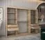 Großer 250 cm breiter Kleiderschrank mit 3 Türen | 10 Fächer | Farbe: Sonoma Eiche / Weiß Abbildung