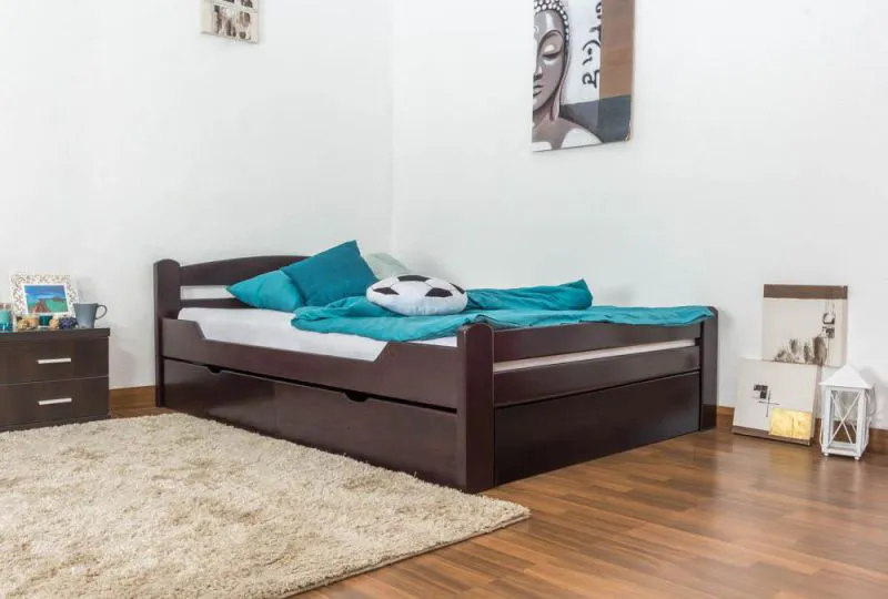 Bett Buche massiv 140 x 200 cm Schokobraun Abbildung