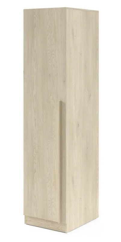 Schrank | Farbe: Eiche Cremona | eintürig | 4 Einlegeböden | 50 x 61 x 210 cm | ABS-Kanten | 1 Kleiderstange | Edegem 05 | Drehtürenschrank