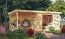 Gartenhaus SET naturbelassen mit Anbaudach 2,4 m Breite, Rückwand, Grundfläche: 9m²