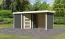 Gartenhaus SET AKTION terragrau mit Anbaudach 2,4 m Breite, Seiten- und Rückwand, Grundfläche: 5,76m²