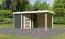 Gartenhaus SET AKTION terragrau mit Anbaudach 2,4 m Breite, Rückwand, Grundfläche: 5,76m²