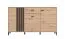 Kommode | Farbe: Eiche Artisan | schwarze Griffe | drei Drehtüren | eine Schublade | 157 x 40 x 90 cm | sechs Fächer | Sideboard | für Wohnzimmer