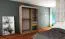 Schiebetürenschrank / Kleiderschrank Jan 03A, Farbe: Weiß matt / Schwarz- Abmessungen: 200 x 150 x 62 cm ( H x B x T)