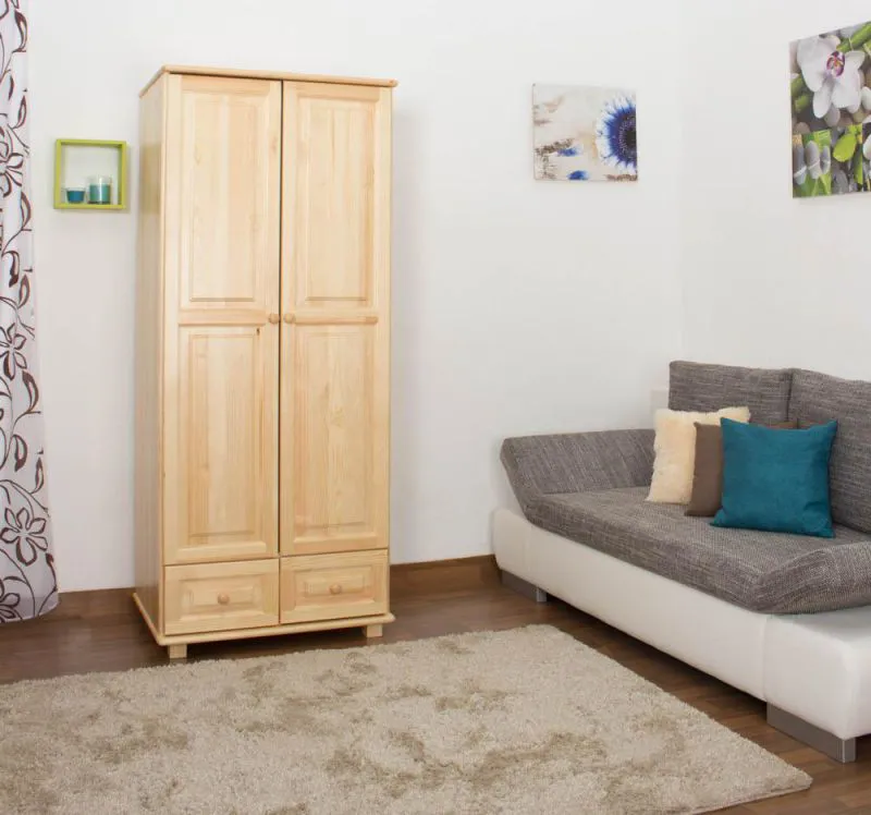 Kleiderschrank massiv, Farbe: Natur 190x90x60 cm Abbildung