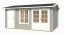 Gartenhaus G220 Lichtgrau inkl. Fußboden - 44 mm Blockbohlenhaus, Grundfläche: 14,55 m², Satteldach
