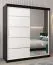 Schiebetürenschrank / Kleiderschrank Jan 04B mit Spiegel, Farbe: Schwarz / Weiß matt - Abmessungen: 200 x 180 x 62 cm ( H x B x T)