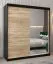 Schiebetürenschrank / Kleiderschrank Jan 04B mit Spiegel, Farbe: Schwarz / Eiche Sonoma - Abmessungen: 200 x 180 x 62 cm ( H x B x T)