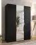 Drehtürenschrank / Kleiderschrank | 1 Spiegeltür | Farbe: Schwarz | 2 Fächer | Griffe: Kaschmir | 2 Kleiderstangen | Soft-Close | Maße: 150 x 52 x 202 cm