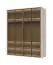 Kleiderschrank mit vier Glastüren Neiafu 39, inkl. Innenbeleuchtung, zwei Schubladen, Farbe: Kaschmir, Soft-Close-Funktion, Maße: 226 x 187 x 60 cm