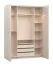 Falttüren / Kleiderschrank | Farbe: Beige | Griffe: Beige | 3 Schubladen | 3 Kleiderstangen | Maße: 180 x 57 x 241 cm | inkl. LED-Beleuchtung | Soft-Close