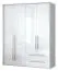 Kleiderschrank | 6 Drehtüren | 2 Schubladen | 4 Fächer | mit 2 Kleiderstangen | 187 cm breit | Farbe: Weiß Abbildung