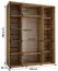 Schiebetürenschrank Mina in Weiß/Eiche, Metallgriffe in schwarz gehalten, Front aus laminierter Platte (16 mm), platzsparend, 235,2 x 200 x 60 cm