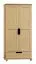 Kleiderschrank | 2 Drehtüren | 1 Schublade | mit Kleiderstange | 100 cm breit | Massivholz | Farbe: natur Abbildung