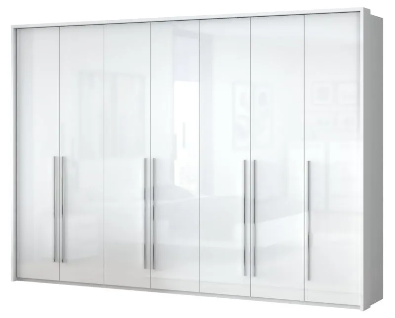 Großer 322 cm breiter Kleiderschrank mit 7 Türen | Farbe: Weiß Abbildung