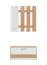 Garderobe mit Schuhschrank Galabu 01, Farbe: Eiche Artisan / Weiß, eine Kipptür, ABS-Kantenschutz, Spiegel, Maße: 202 x 91,5 x 28 cm, sechs Haken