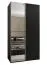 Kleiderschrank / Schiebetürenschrank | Soft-Close | Spiegel | 245,5 x 130 x 64 cm | 6 Fächer | 2 Kleiderstangen | Farbe: Schwarz | 2 Schiebetüren