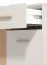 Garderobe Komplett - Set A Venac, 5-teilig, Farbe: Eiche Artisan / Kaschmir, ein Garderobenschrank, eine Kommode, ein Spiegel, ein Schuhschrank mit Sitzkissen und eine Garderobe mit sechs Haken