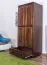 Schmaler Kleiderschrank | 2 Drehtüren | 1 Schublade | 4 Fächer | mit Kleiderstange | 80 cm breit | Massivholz | Farbe: Nuss Abbildung