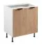 Küchenunterschrank | 2 Drehtüren | Farbe: Weiß / Eiche Puccini | 2 Fächer | Soft-Close Funktion | 80 x 52 x 87 cm | Metallgriffe | verstellbare Beine