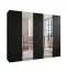 Kleiderschrank | Farbe: Schwarz | 2 Spiegeltür | 3 Fächer | 3 Kleiderstangen | Griffe: Kaschmir | Maße: 250 x 52 x 202 cm | Soft-Close-Funktion | ABS-Kanten