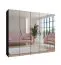 Drehtürenschrank / Kleiderschrank | Farbe: Schwarz | 3 Fächer | Soft-Close | Griffe: Kaschmir | Schlafzimmerschrank mit Spiegel | Maße: 250 x 52 x 202 cm | ABS-Kanten