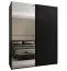 Kleiderschrank / Schiebetürenschrank | Soft-Close | 2 Schiebetüren | 2 Kleiderstangen | Farbe: Schwarz | 245,5 x 200 x 64 cm | 11 Fächer | Spiegel