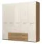 Drehtürenschrank / Kleiderschrank Gataivai 39, Farbe: Beige Hochglanz / Walnuss - Abmessungen: 224 x 227 x 56 cm (H x B x T)