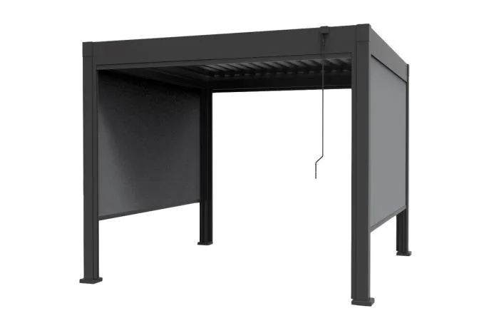 Pergola Dallas aus Stahl & Aluminium in Anthrazit, 3000 x 3000 x 2500 mm, verstellbare Lamellen, Rahmen aus Alu und Stahl pulverbeschichtet, langlebig