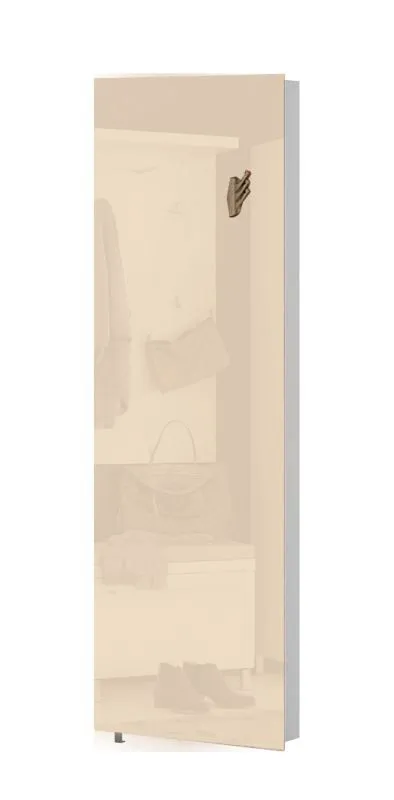 Schuhschrank Siusega 06, Farbe: Creme Hochglanz - 208 x 67 x 16 cm (H x B x T)