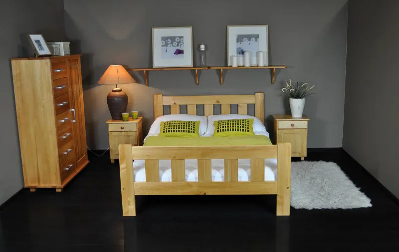 Bett 160 x 200 cm Kiefer massiv Natur Abbildung