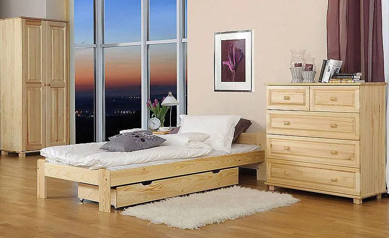 Bett Kiefer massiv 80 x 200 cm Natur Abbildung