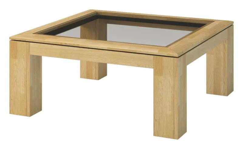 Sofatisch Kaffeetisch Couchtisch Eiche Massivholz Natur 48x90x90 cm Abbildung