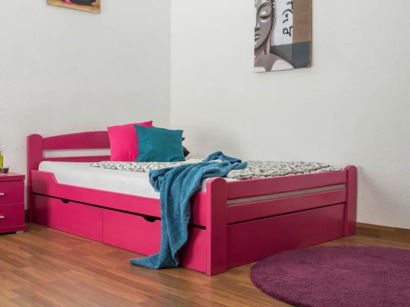 Bett 140 x 200 cm Buche Rosa Abbildung