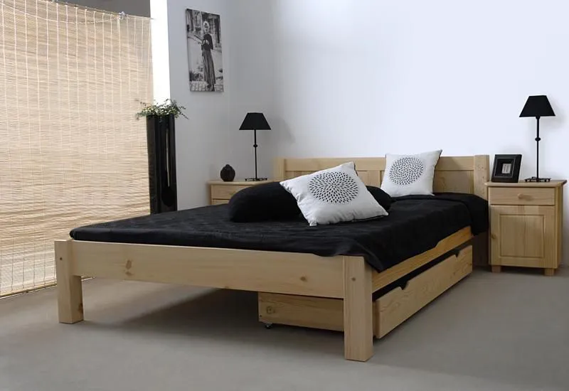 Bett Kiefer massiv 160 x 200 cm Natur Abbildung