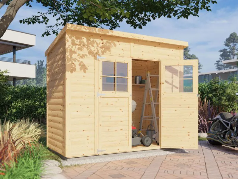 Gartenhaus Mainz 02 inkl. Fußboden, Naturbelassen - 19 mm Elementgartenhaus, Nutzfläche: 2,95 m²