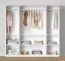 Offener Kleiderschrank | breit | 3 Kleiderstangen | Farbe: Weiß | 4 Fächer | Maße: 206 x 55 x 196 cm | einfaches Design | 6 Holzeinlegeböden | für Schlafzimmer