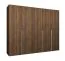 Drehtürenschrank mit Soft-Close-Funktion | Farbe: Walnuss | 2,5 Meter breit | drei Kleiderstangen | Kleiderschrank | Griffe: Silber | drei Fächer